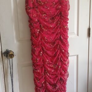 Leith Floral Hot Pink Dress. Lined